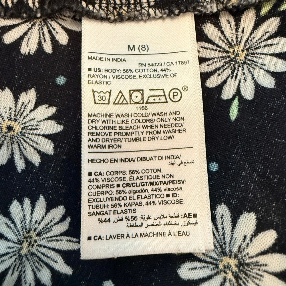 Old Navy Skirt Girls Size M 8 Black Daisy Floral Tiered Ruffle Smocked Waist